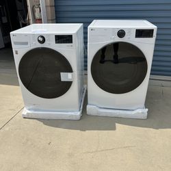 Set LG ThinQ Smart Washer And Dryer High Efficiency Side By Side O Stack