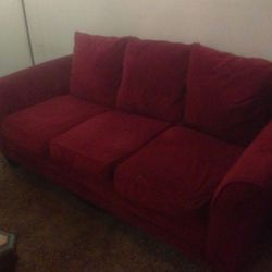Red Suede Cash Couch