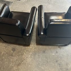 Set Of Black Chairs 32” Tall  30” X 28” Wide In good condition, no tears or rips.  