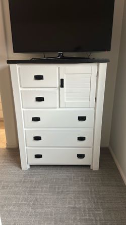 White Wood Dresser with Black Hardware