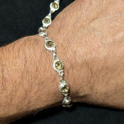 Alexandrite And Silver Tennis Bracelet