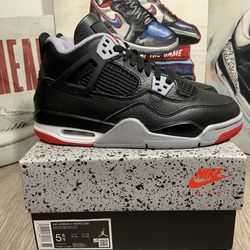 Nike Air Jordan 4 Bred Reimagined Retro GS 5.5y / 7 Women FQ8213-006 NEW
