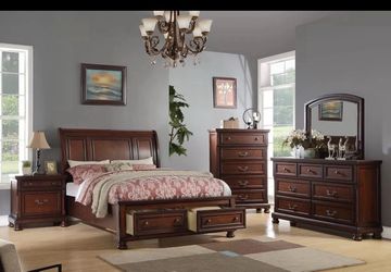 Brand New Cherry Brown Queen Bedroom Set (King Available)