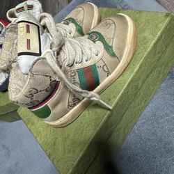 Gucci Screener Sneakers Fabric And Leather Neutral Kids