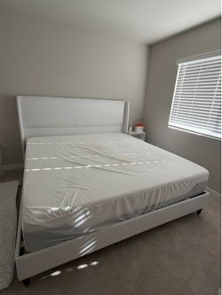 King Bed Frame with 51.2" Tall Wingback Headboard