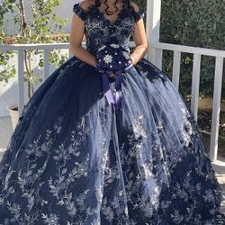 Navy Blue Quinceañera Dress/vestido