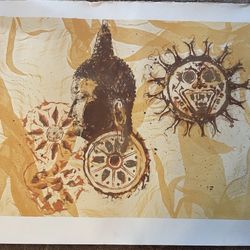 22 x 30” watercolor print spiritual Buddha-like. NEW