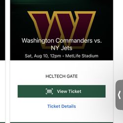 2 Tix Jets V Commanders 