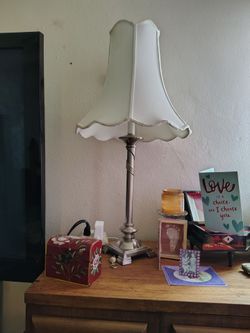 Table Lamp with Scalloped White Shade