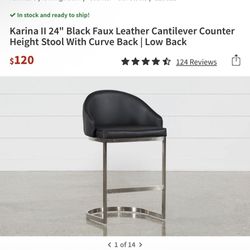 Set Of 4 Modern Black Counter Stools 