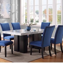 Marble And wood Dinning Table With 6 Chairs