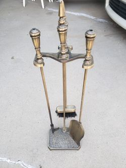 Vintage Brass Fireplace Tools 4 Piece