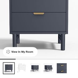 Crate&Barrel Deep Blue Navy Wood 2 Drawer Kids Nightstand 