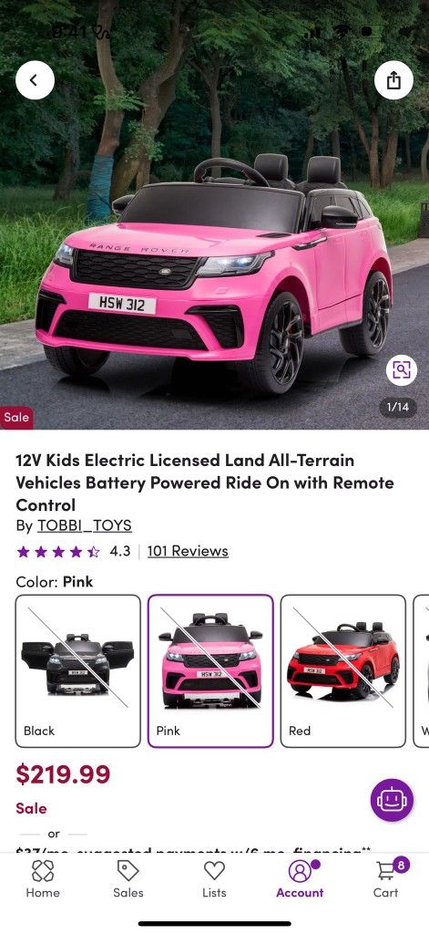 12V Kids Electric Licensed Range Rover Baterry Powered ride with remote control