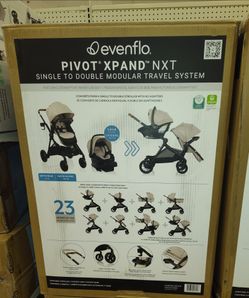 Evenflo Pivot X pand travel system with lite max NXT infant car seat canyon beige