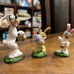 Disney Mickey, Daisy and Goofy Easter Bunny Figurines