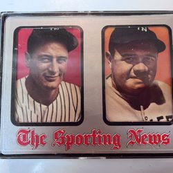 Collectible Sporting News playing card decks - Lou Gehrig & Babe Ruth on backs of cards - excellent condition - two decks In  plastic case 
