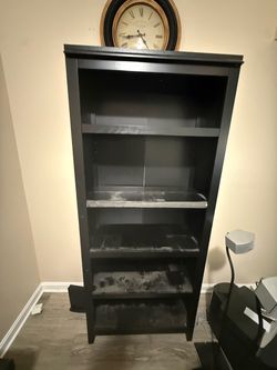 Black Wood Bookcase with 5 Shelves
