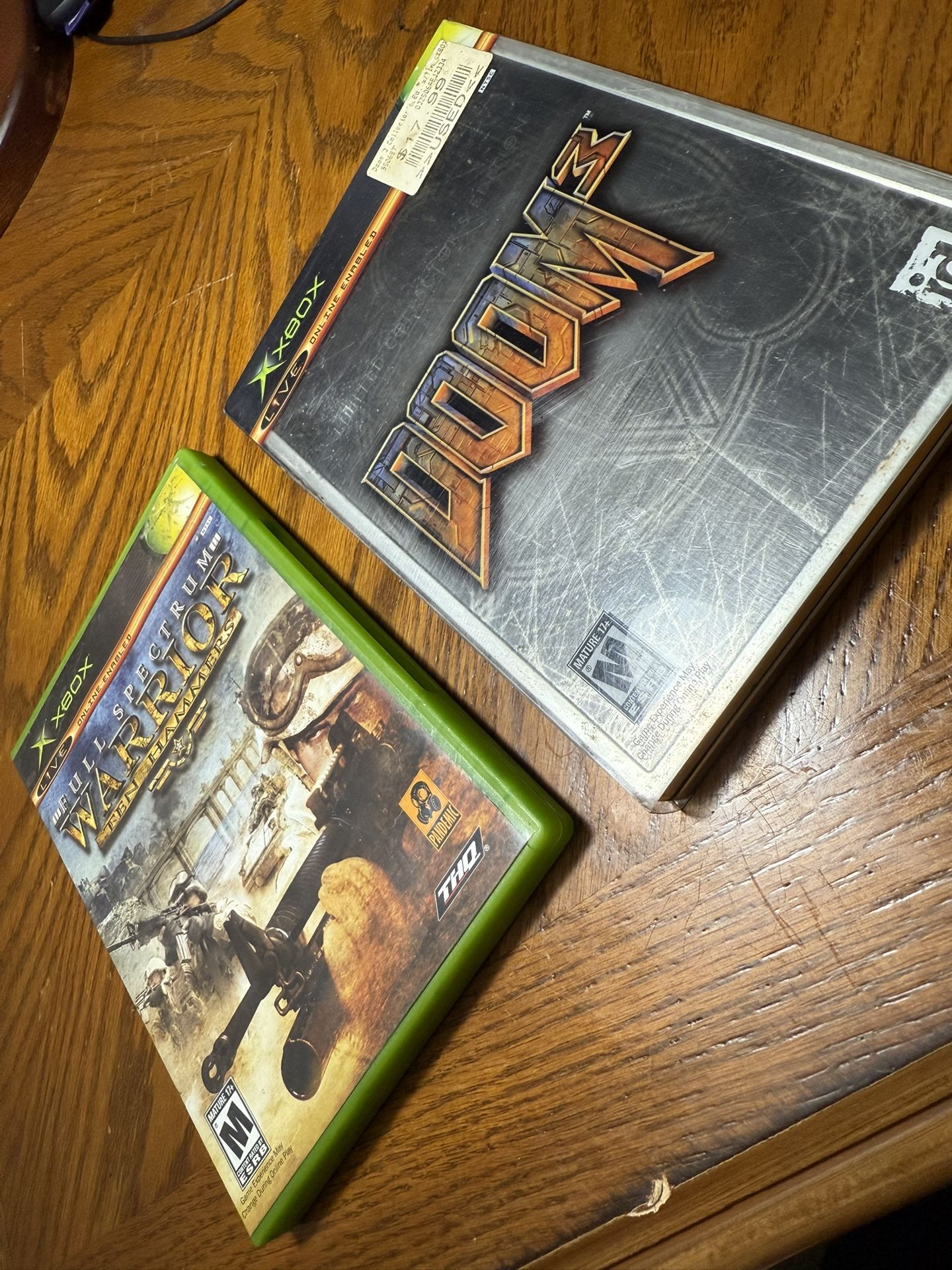 Xbox games Limited Collectors Edition Doom 3 and Full Spectrum Warrior Ten Hammers