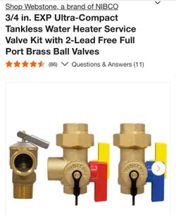 Shop Webstone, a brand of NIBCO 3/4 in. EXP Ultra-Compact Tankless Water Heater Service Valve Kit with 2-Lead Free Full Port Brass Ball Valves