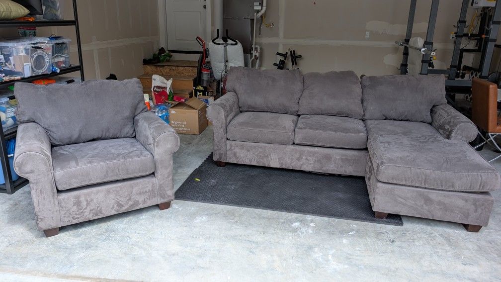 Sofa with Reversible Chaise and Matching Chair