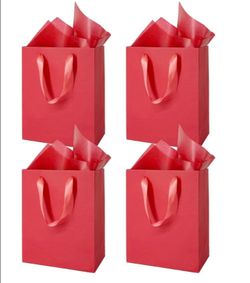 Pcs Medium Red Gift Bags: 8x5x10 Inches Gift bags With Handles Party
