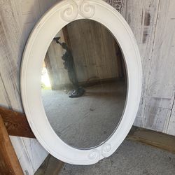 Oval White Mirror 