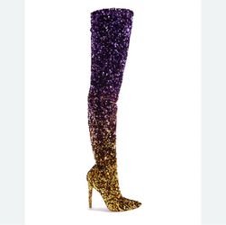 NIB Azalea Wang stretch sequin stiletto boot size 7