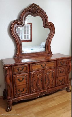 Wood Dresser & Mirror