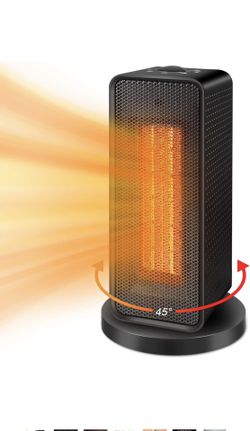 Space Heater, 75°Oscillating Electric Heater, 600W/1200W Ceramic Heater, Safety & Fast Quiet Heat, Small Portable Heater for Bedroom, Office and