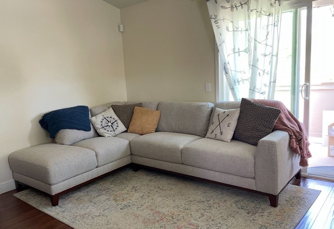 Amherst Cobblestone Grey Fabric 113" Couch