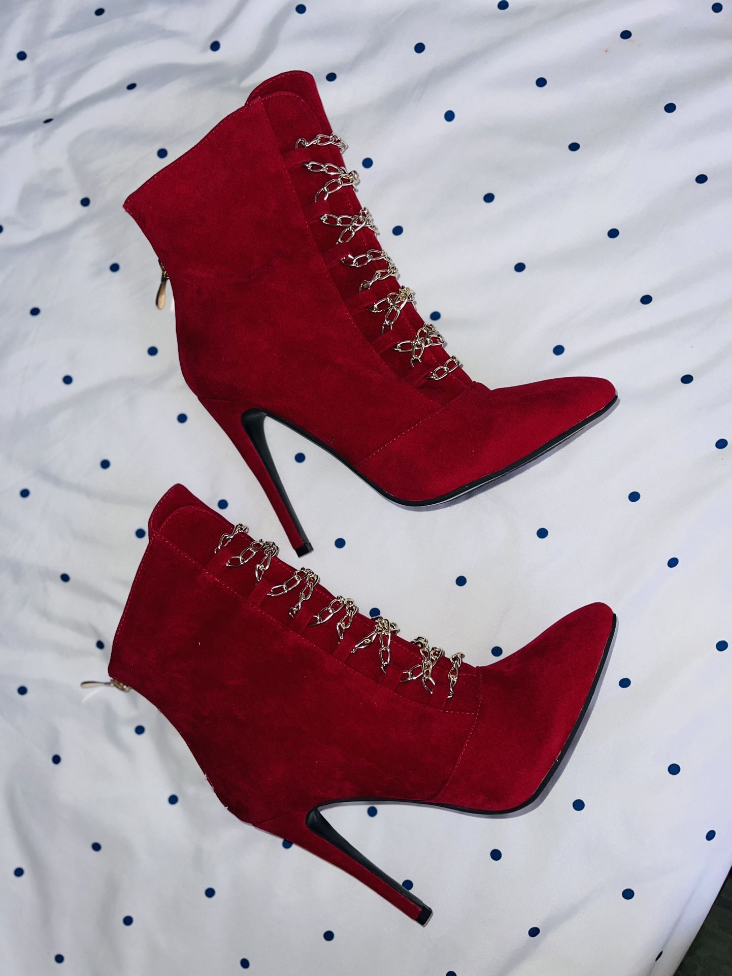 Red Liliana High Heel Boots, Size 8