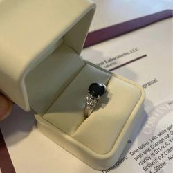 Green Tourmaline and Diamond Engagement Ring