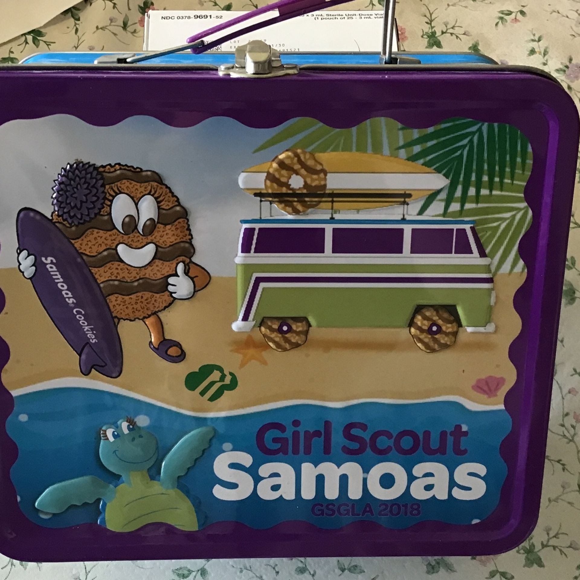 Girl Scout Metal Lunch Box ,,,Samoas,,,,mint,,
