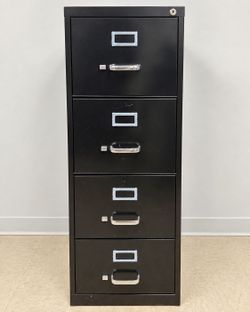 Black Metal 4-Drawer Filing Cabinet – Office Storage