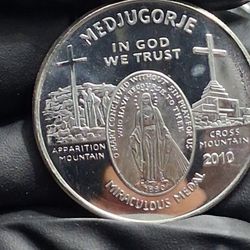 2010 1 Oz Troy .999 Silver Medjugorje Queen Of Peace Miraculous Christian Medal!!