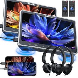 10.1" Dual Car DVD Players for Kids with HDMI Input 2 Headphones Mounting Bracket, Support Same/Different DVD Playing, Last Memory, Region Free, USB S