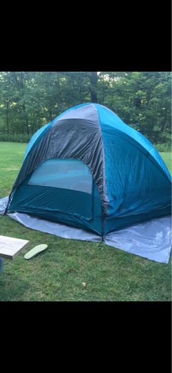 Dome Camping Tent Blue and Gray