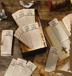 250 Pcs Kraft Paper Bible Emergency Numbers Bookmark Christian Verse Tags for Church Welcome Gifts Sunday School Prayer Reading Rewards