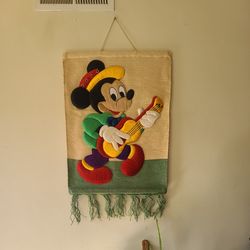 Vintage Rare Wall Art. silk embroidery disney inspired' One of A Kind. 31"×22.  #4