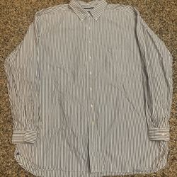 Ralph Lauren Men’s 2XLT Tall ButtonDown 100%Cotton LS Blue & White Stripe Shirt