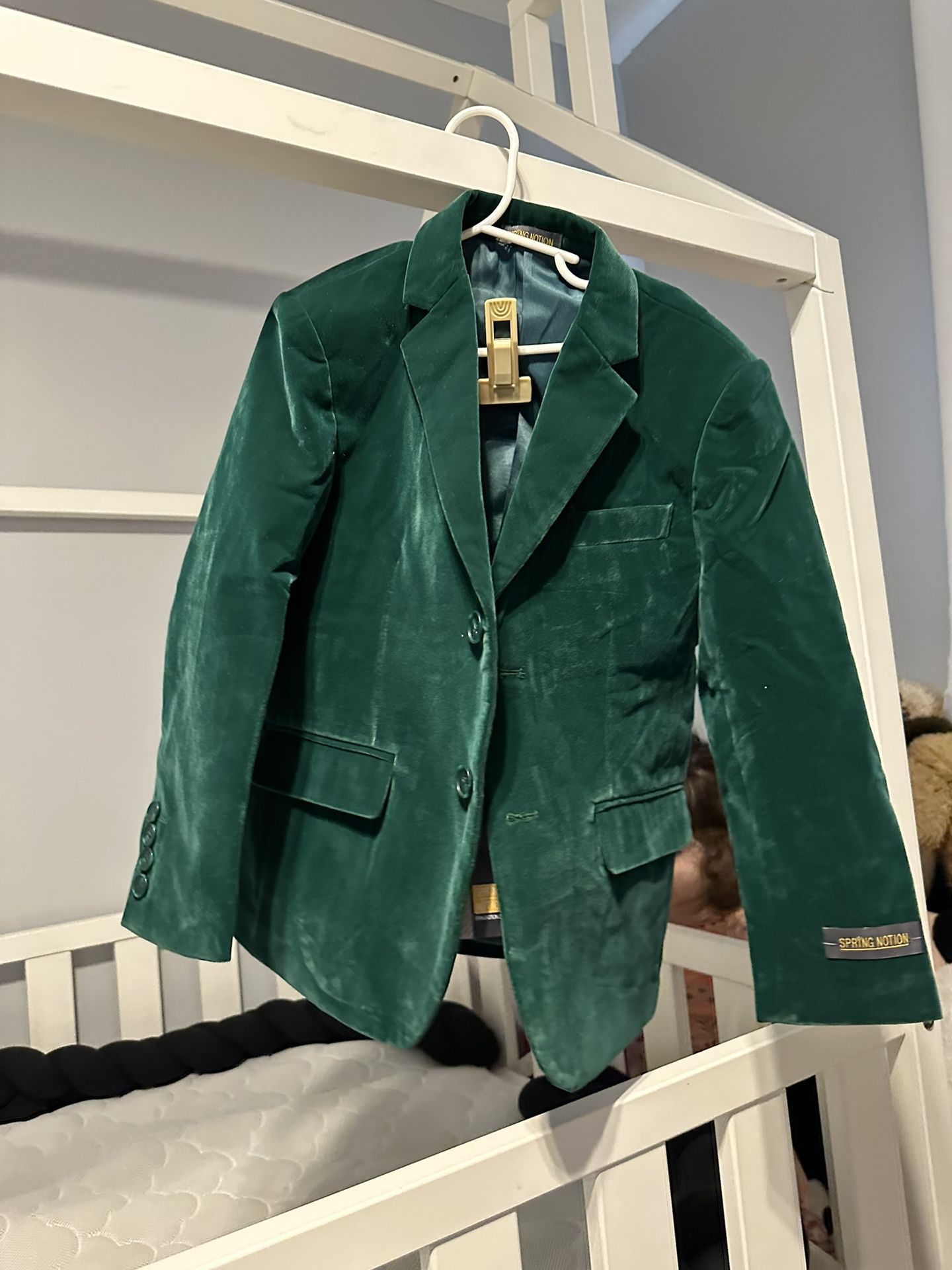 Boys Green Velvet Blazer/suit Jacket Size 7