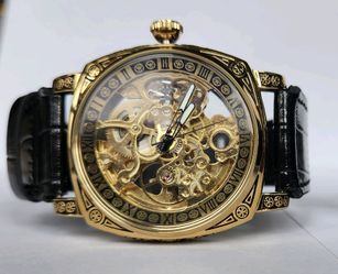 Mens Mechanical Leather Watch 