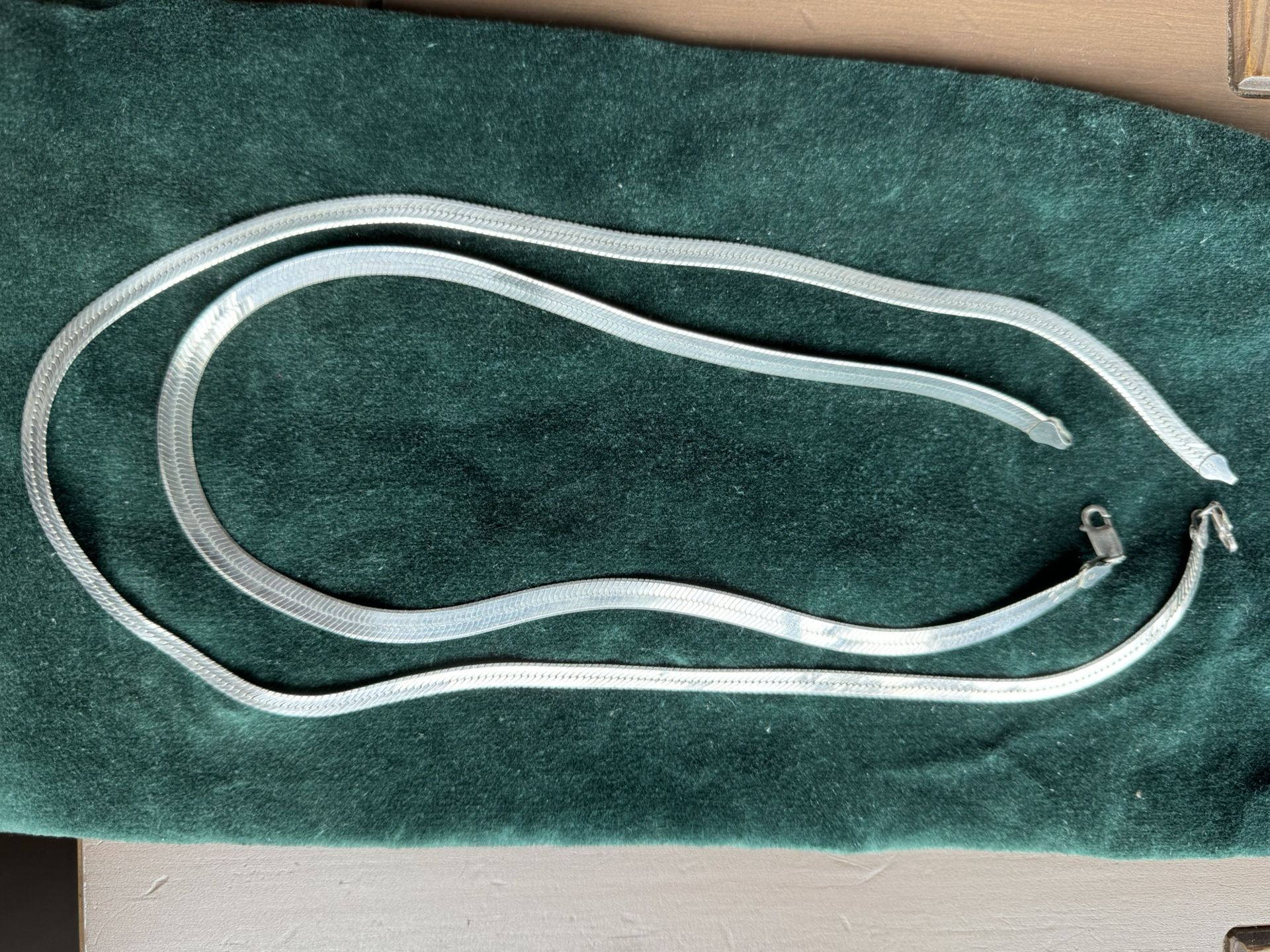 925 Sterling Silver Herringbone Chain Necklace Made In Italy, Snake Chain, 5mm Thickness