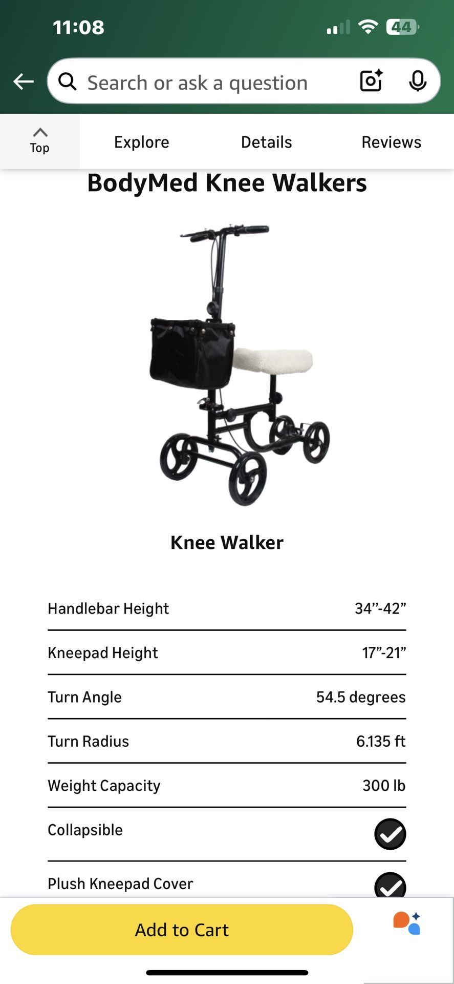 Knee Scooter Bodymed Knee Walker With Basket