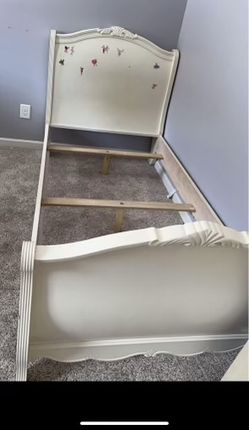 2 IKEA White Headboard Frame Twin Size Beds & 1 Matching Side Table