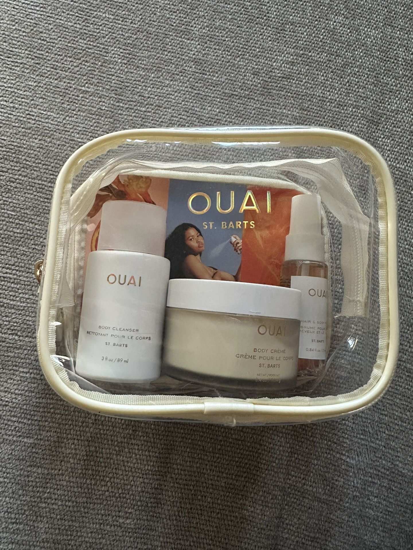 OUAI St. Barts Body Care Travel Set - Body Cleanser, Body Creme, Hair & Body Mist