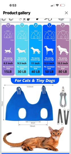 Pet Grooming Hammock Harness for Cats & Small Dogs. XS
