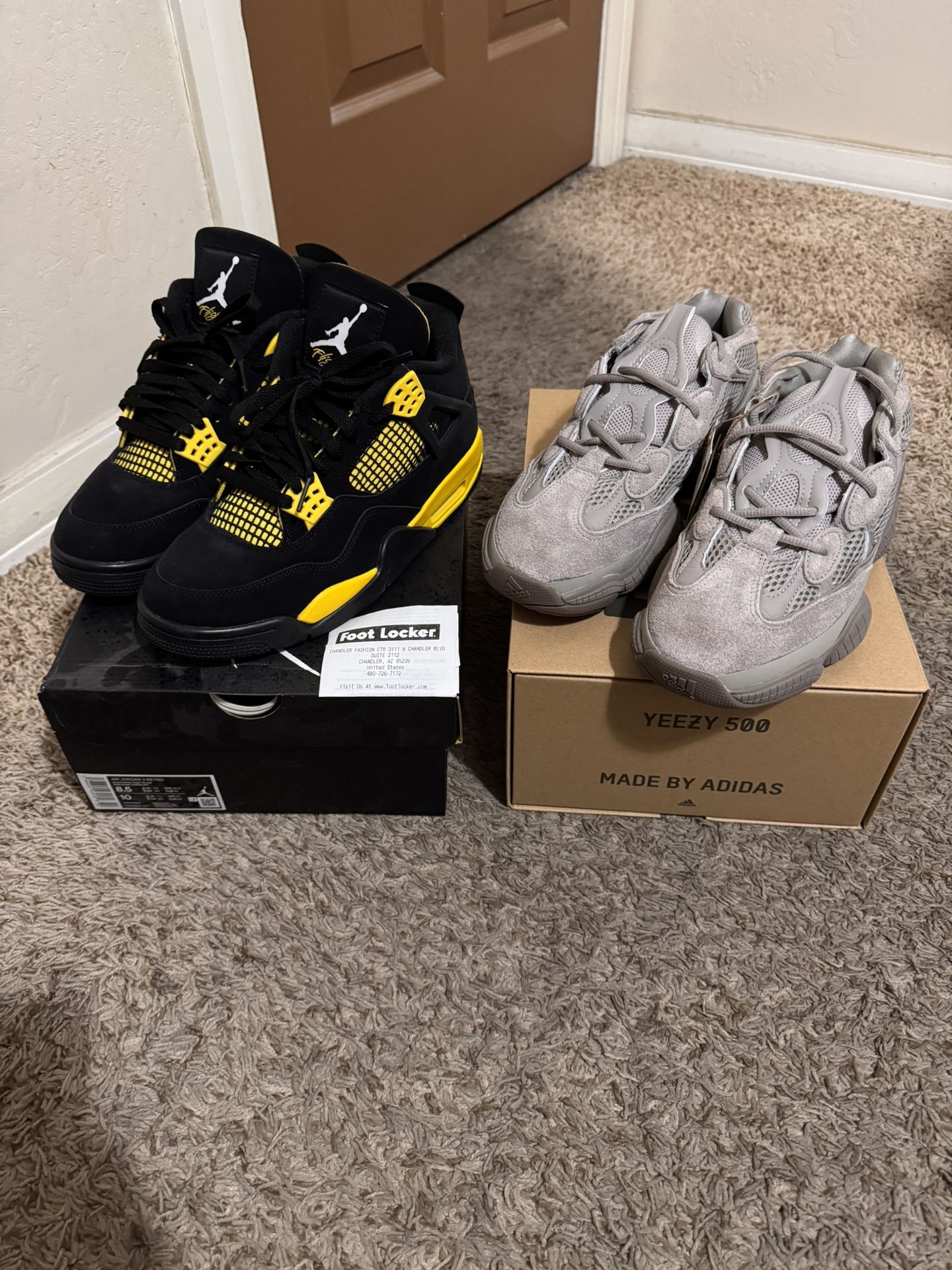 Jordan 4 Thunder & Yeezy 500 Ash Grey
