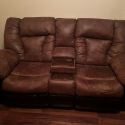 Faux Leather Manual Reclining Sofa And Loveseat